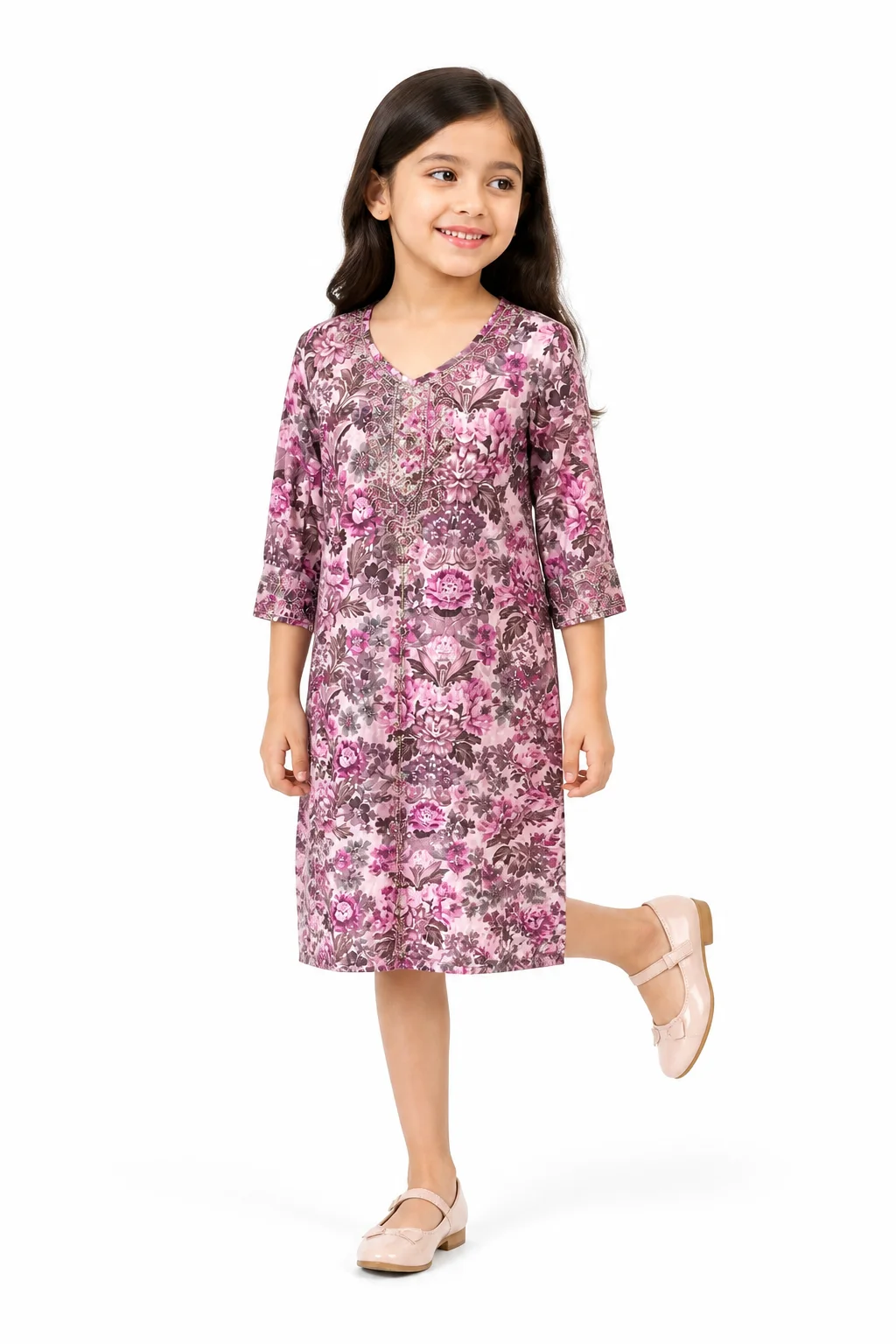 Robe Fleurie Fille Rose – Élégante & Confortable