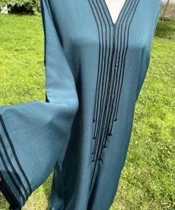 Abaya Bleu Pétrole Femme – Élégante et Fluide - Image 3