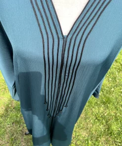 Abaya Bleu Pétrole Femme – Élégante et Fluide - Image 2