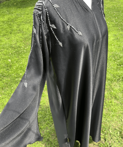 Abaya Noire Perlée Élégante pour Femme